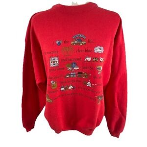 Country Life Vintage HAINES HEAVYWEIGHT red Crewneck Grandma Sweatshirt Size‎ L